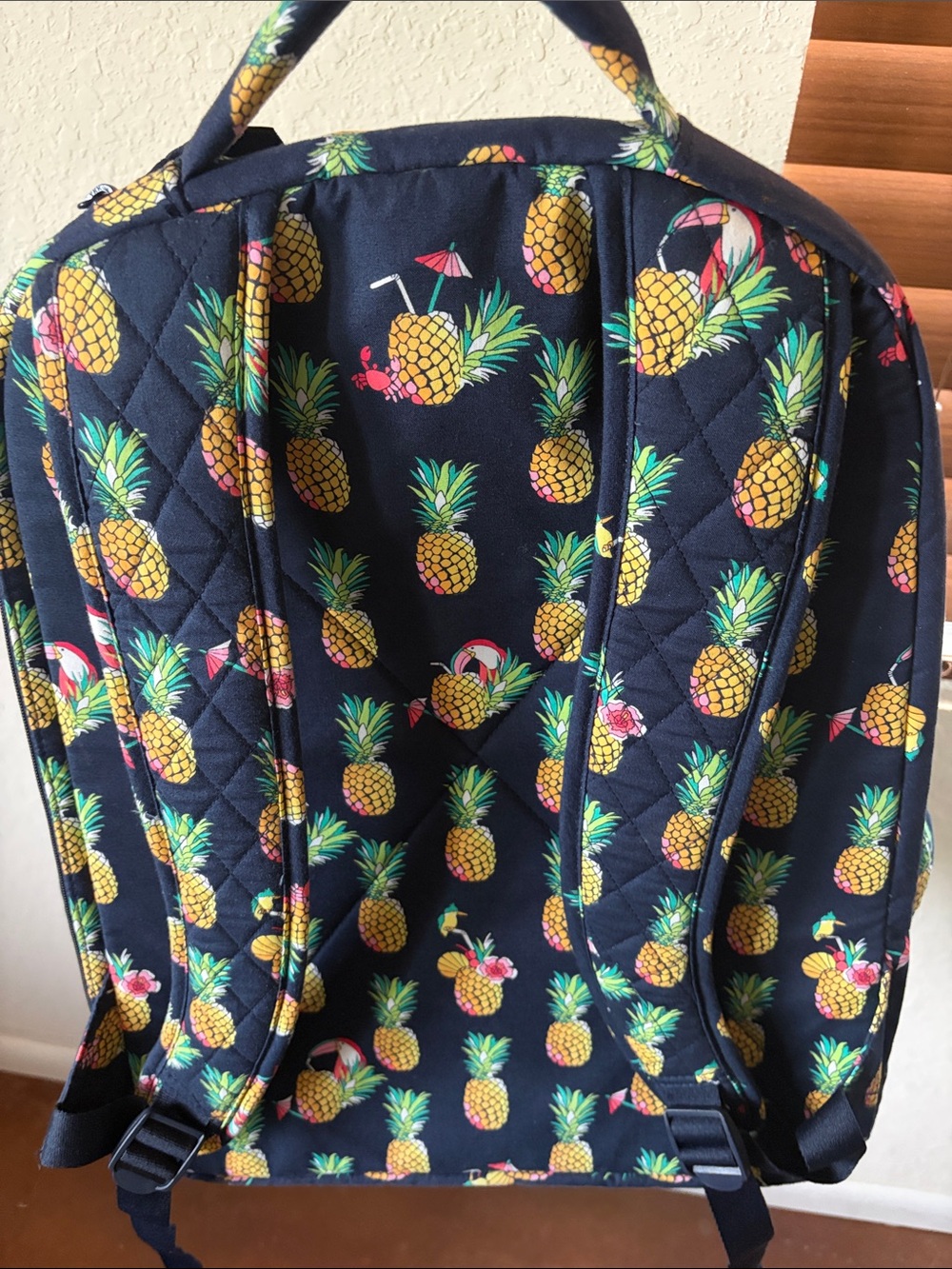Vera Bradley Navy Quilted Pineapple Print Toucan Party Backpack - Picture 10 of 13